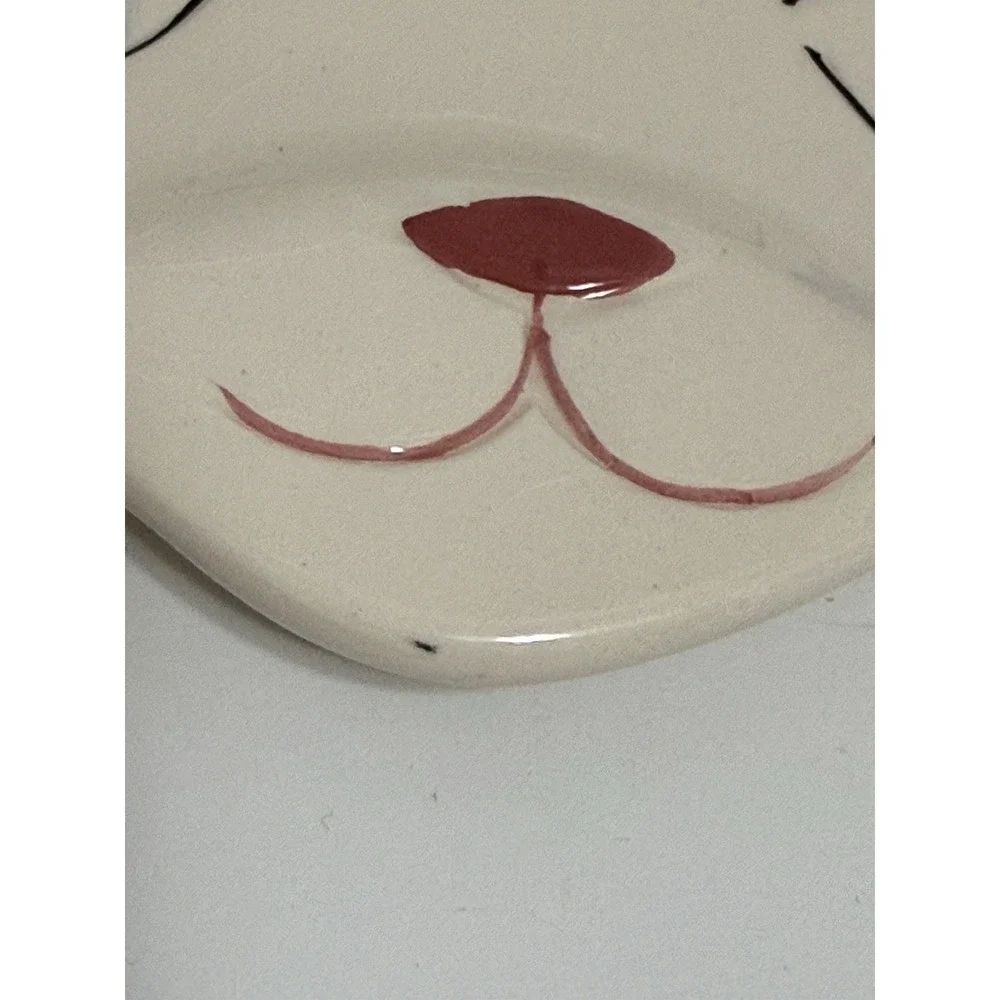 Vintage Ceramic Cat Face Trinket Dish with Blue Eyes - Mid-Century Modern Kitty